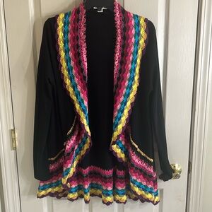 Double Zero brand Medium crochet LS sweater in 
EUC black   Cottage core style